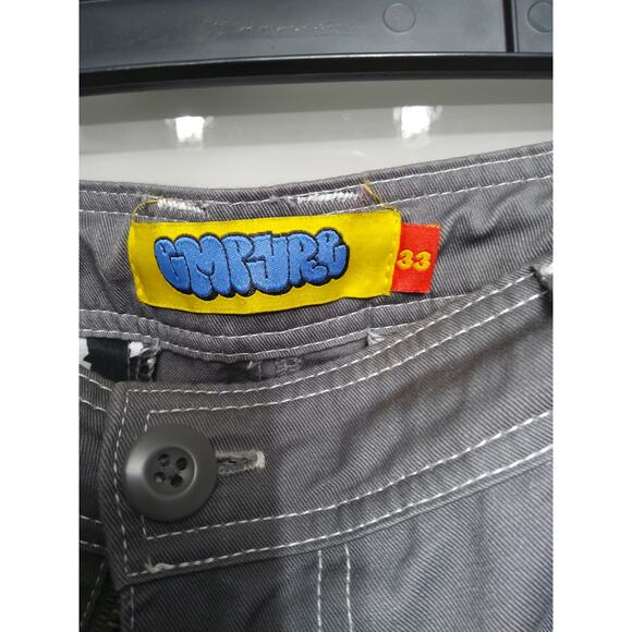 EMPYRE ultra wide leg cargo pants sz 33 skater Grey reinforced knee/bum grunge - Picture 4 of 12